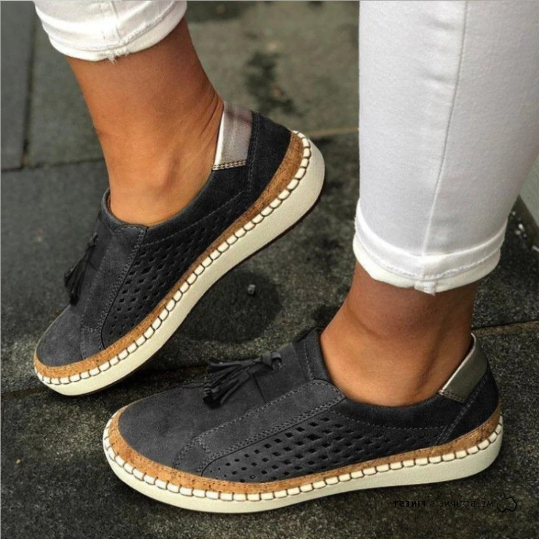 Women's lightweight slip-on sneakers breathable perforated upper casual everyday comfort shoes