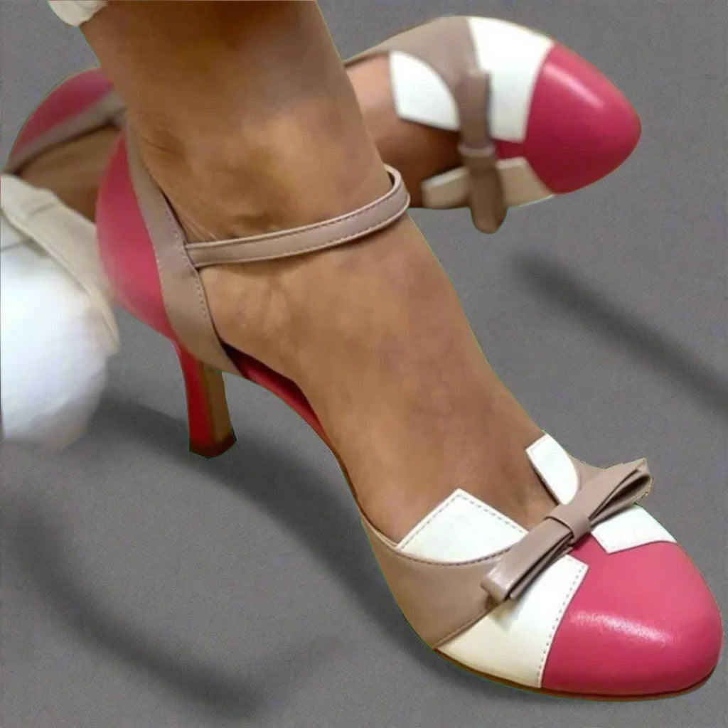 Women's orthopedic heeled sandals beige nude tone cushioned insole breathable cut-out design comfort style