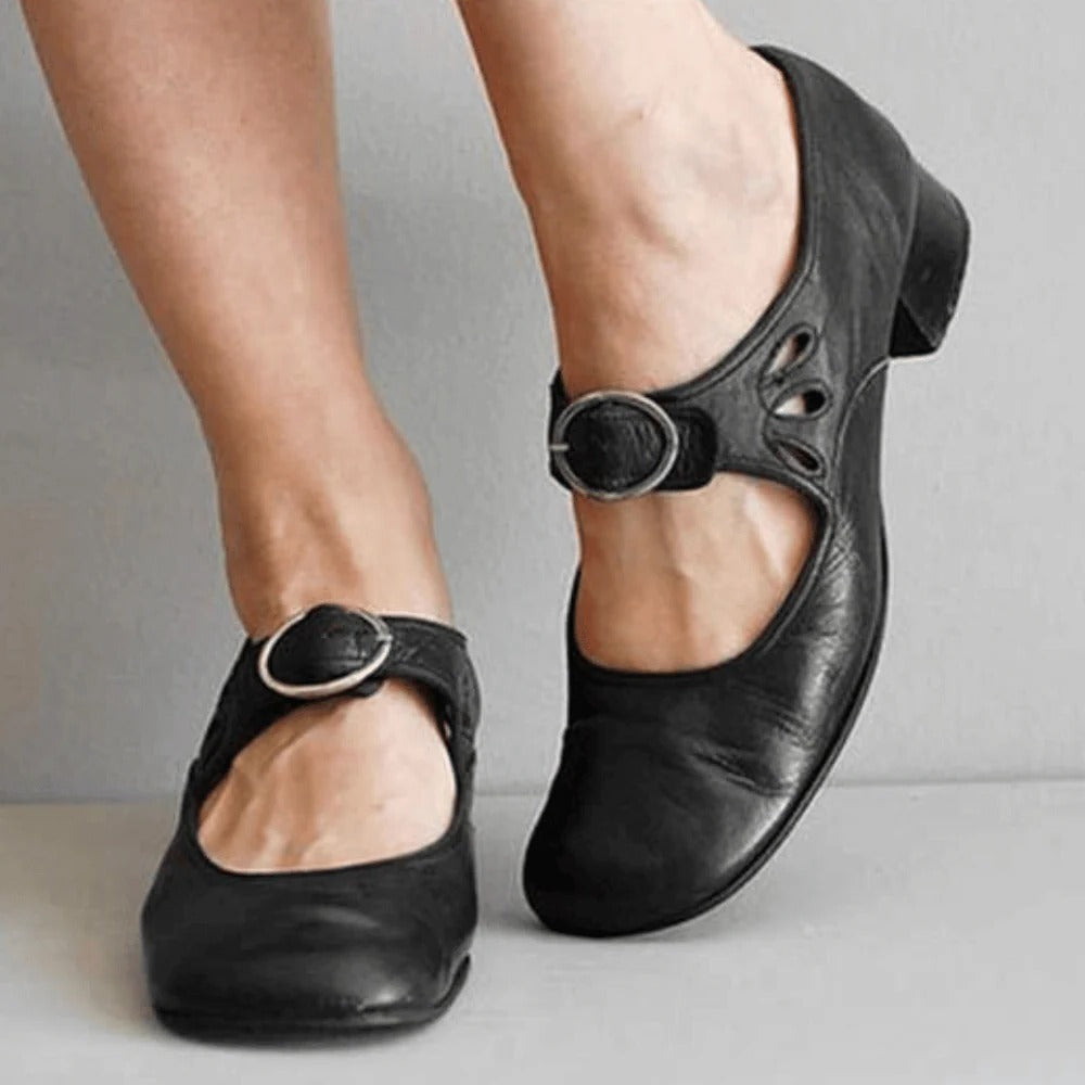 Women casual slip-on sandals with cushioned footbed, supportive 1.6-inch low heel, breathable summer style