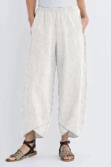 Women's striped casual loose pants with pockets, relaxed fit in modern stripe pattern