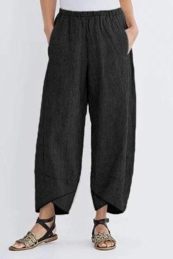 Women's striped casual loose pants with pockets, relaxed fit, modern clean stripes for all-day comfort