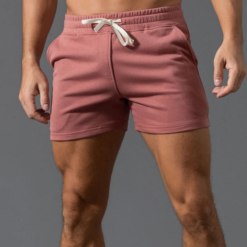 Men's lightweight casual sports shorts with elastic drawstring waistband in versatile everyday athletic style