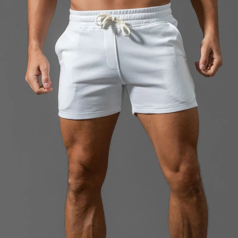 Men's lightweight casual sports shorts with elastic drawstring waistband in versatile everyday style