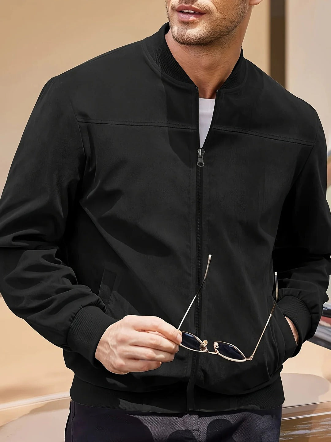 Men's lightweight casual jacket stand-up collar full zip spring autumn versatile everyday layer