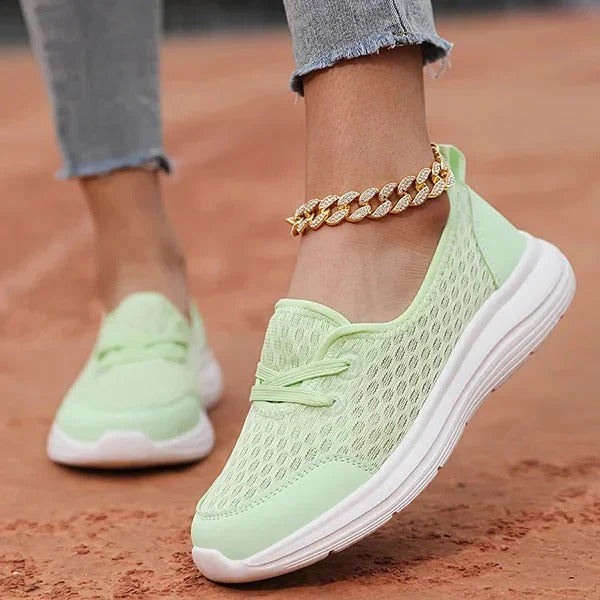 Women's lightweight mesh orthopedic sneakers with three-arch support, breathable casual everyday comfort shoes