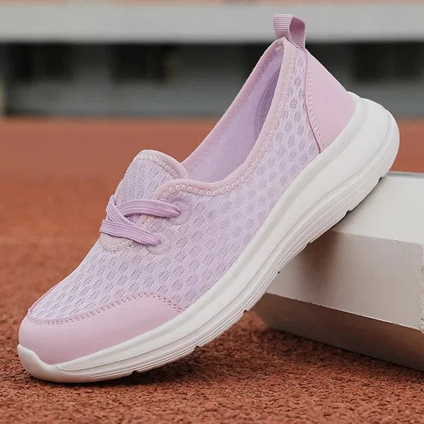 Women's lightweight mesh orthopedic sneakers with three-arch support, breathable casual everyday style