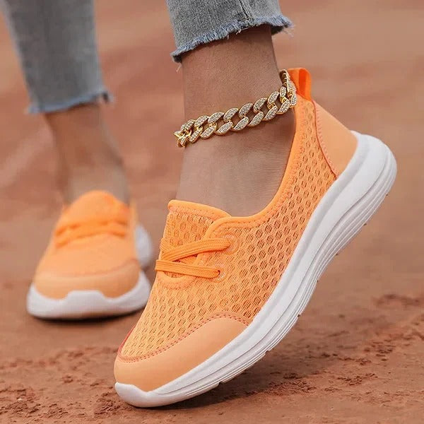 Women's lightweight mesh orthopedic sneakers with three-arch support, breathable casual everyday style