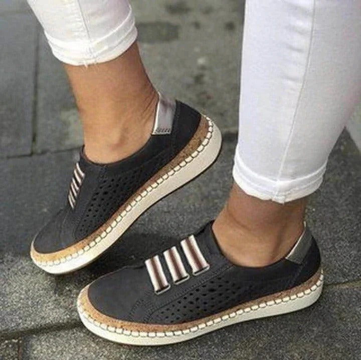 Women's breathable slip-on sneaker with arch support and wide toe box for bunion correction