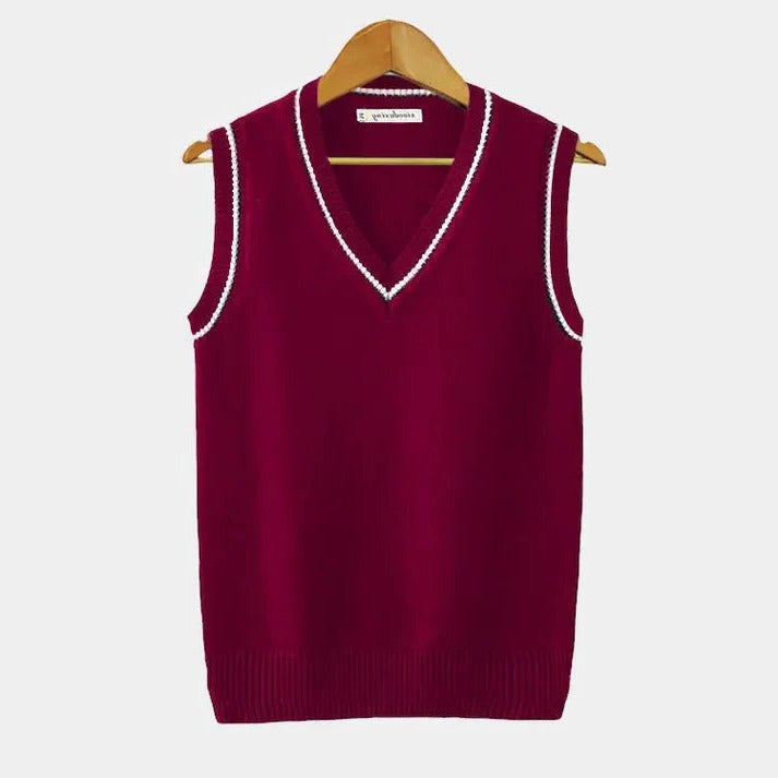 Ribbed v-neck sweater vest versatile preppy layering piece in regular fit for casual wardrobe