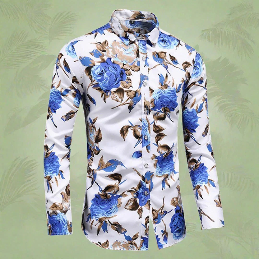 Men's floral long sleeve casual shirt relaxed breathable fit everyday comfort streetwear style