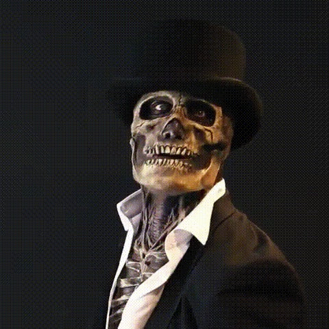 Spooky skull mask Halloween costume with realistic skeletal design and comfortable adjustable fit