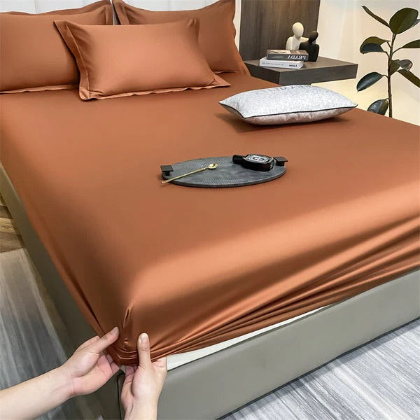 Fitted sheet with elastic edges soft smooth surface secure fit ideal for deep mattresses all sleepers