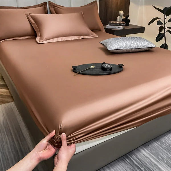 Fitted sheet soft smooth surface elastic edges secure fit deep mattress all sleepers bedroom