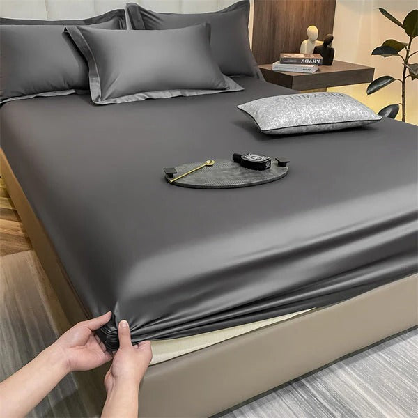 Fitted sheet soft smooth surface elastic edges secure fit deep mattress all-around comfort sleepers