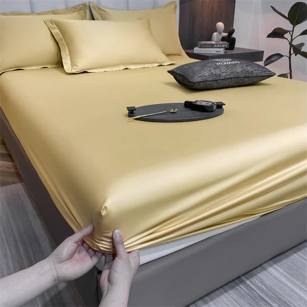 Soft fitted sheet with elastic edges for secure fit, smooth sleep surface ideal for all sleepers