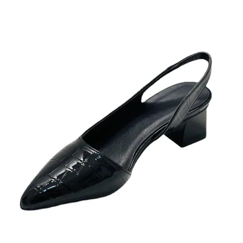 Women's black orthopedic comfort pumps with cushioned insole and arch support for all-day wear