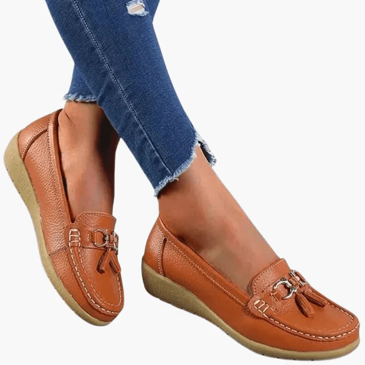 Women's moccasin ballet flats with velcro fastening, non-slip sole, lightweight everyday flat shoes