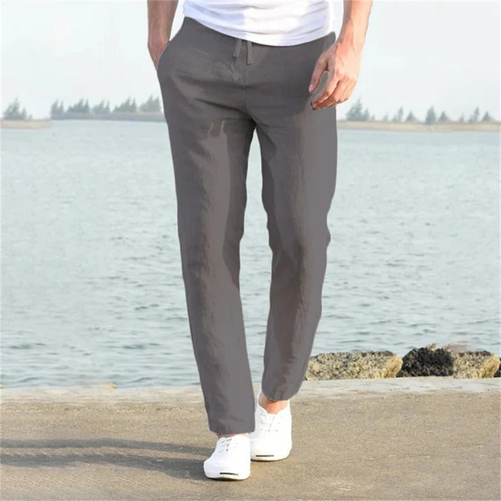 Men's lightweight casual trousers relaxed straight-cut breathable fabric everyday warm weather comfort