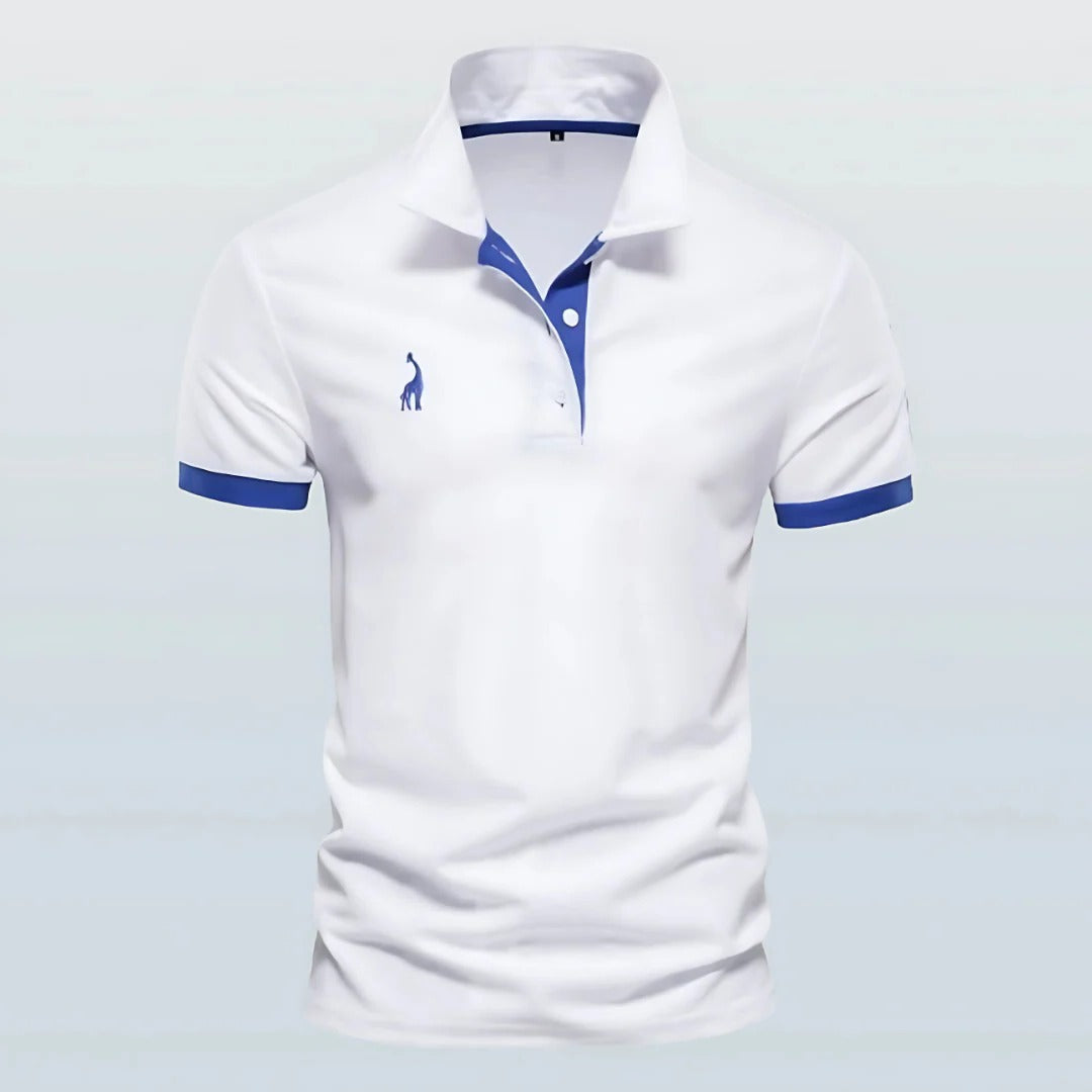 Men's navy blue regular fit polo shirt with structured collar and clean placket for office and casual wear