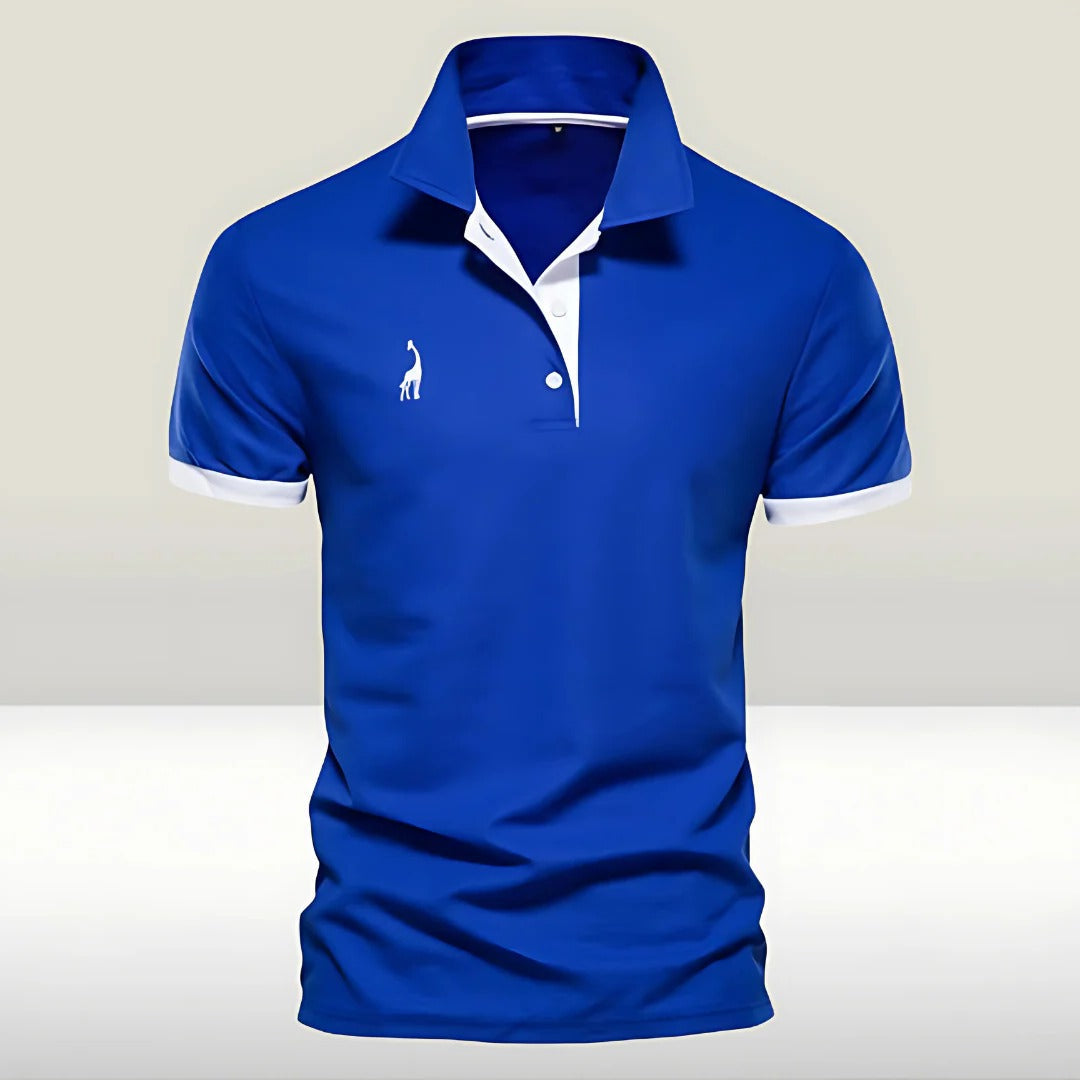 Men's navy blue regular fit polo shirt with structured collar for office and casual wear