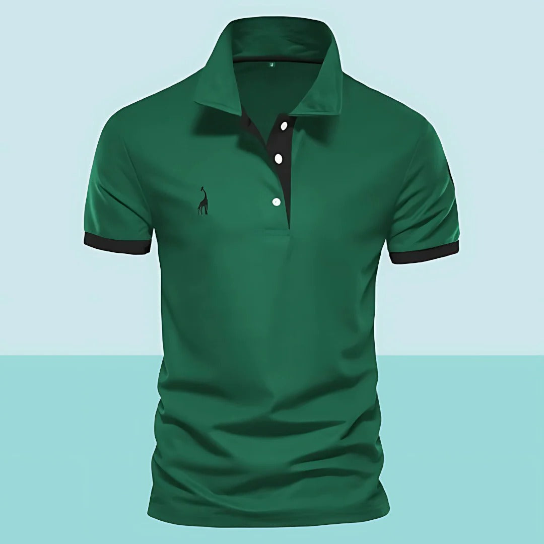 Men's navy blue regular fit polo shirt with structured collar for office and casual wear