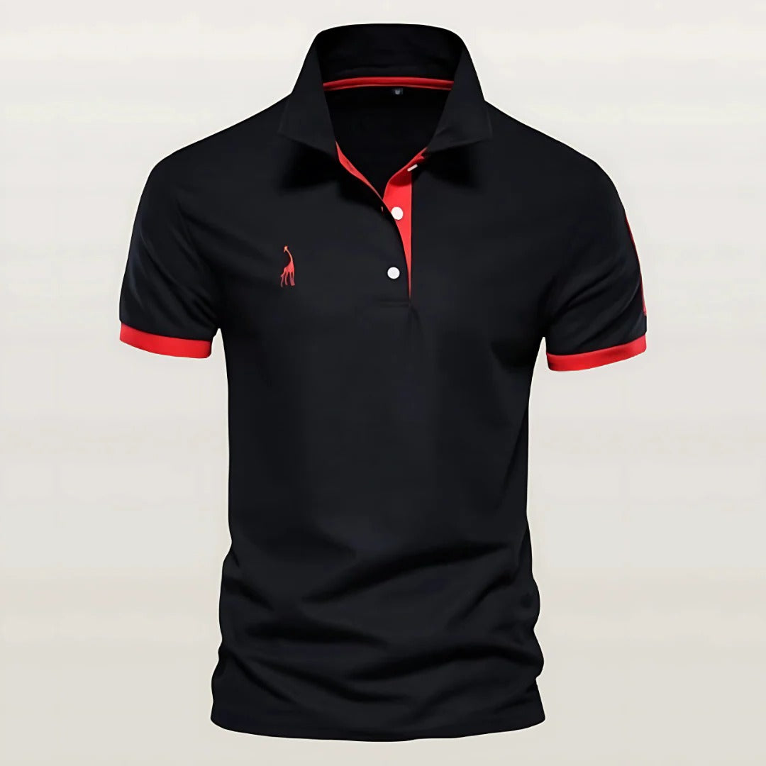 Men's navy blue regular fit polo shirt with structured collar for office and casual wear