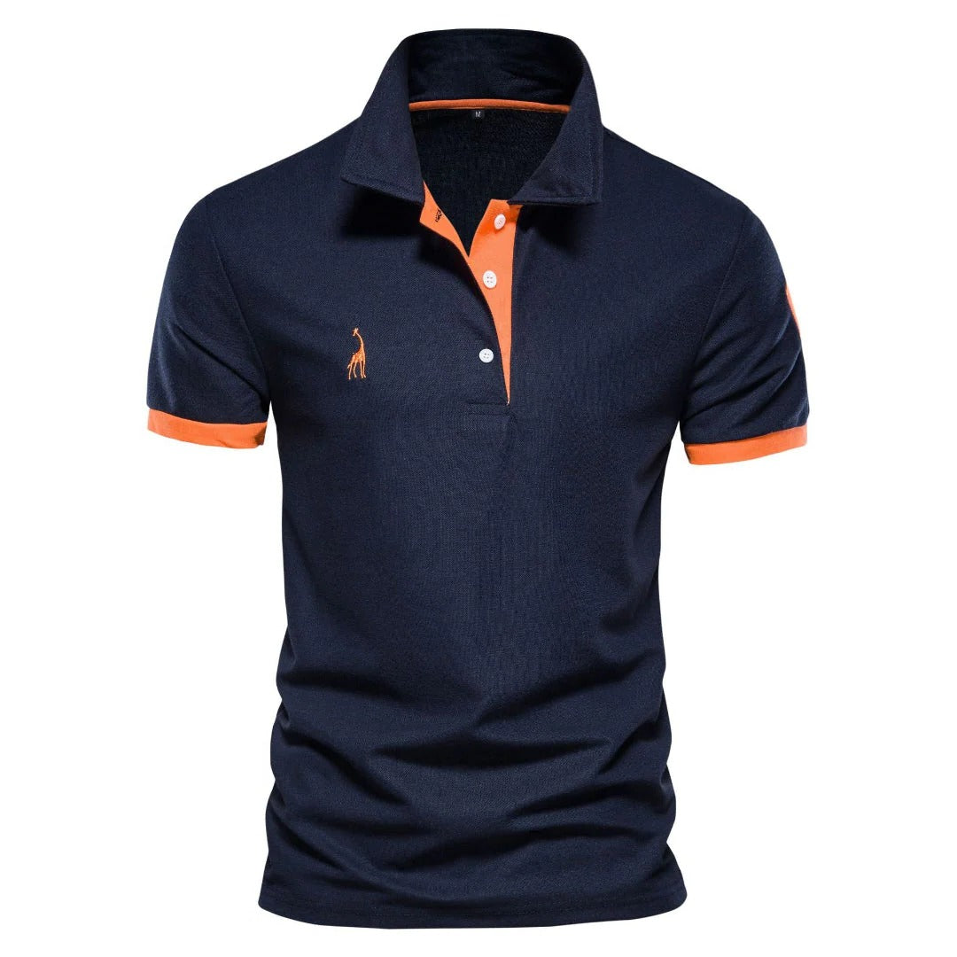 Men's navy blue regular fit polo shirt with structured collar for office and casual everyday wear
