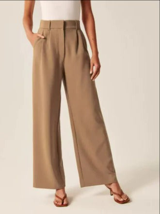 Women's high-waisted wide-leg pants relaxed fit tailored silhouette for work and everyday chic