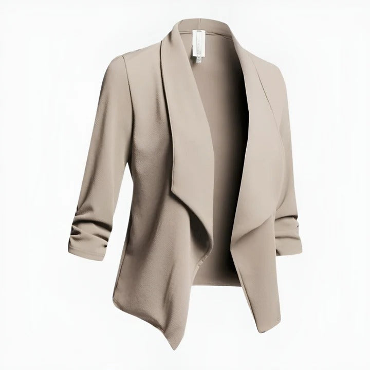 Women's slim fit tailored blazer structured long sleeve office attire in classic professional style