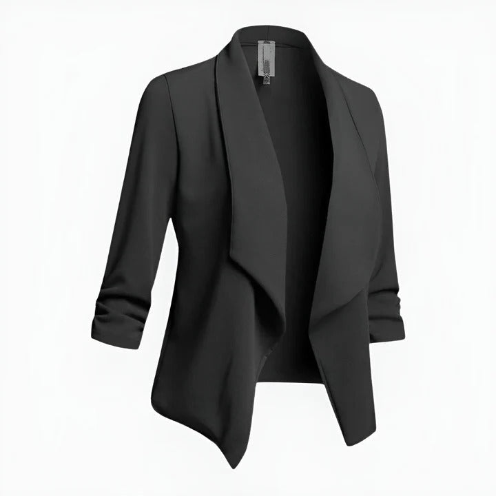 Women's slim fit structured blazer tailored long sleeve office attire with clean silhouette