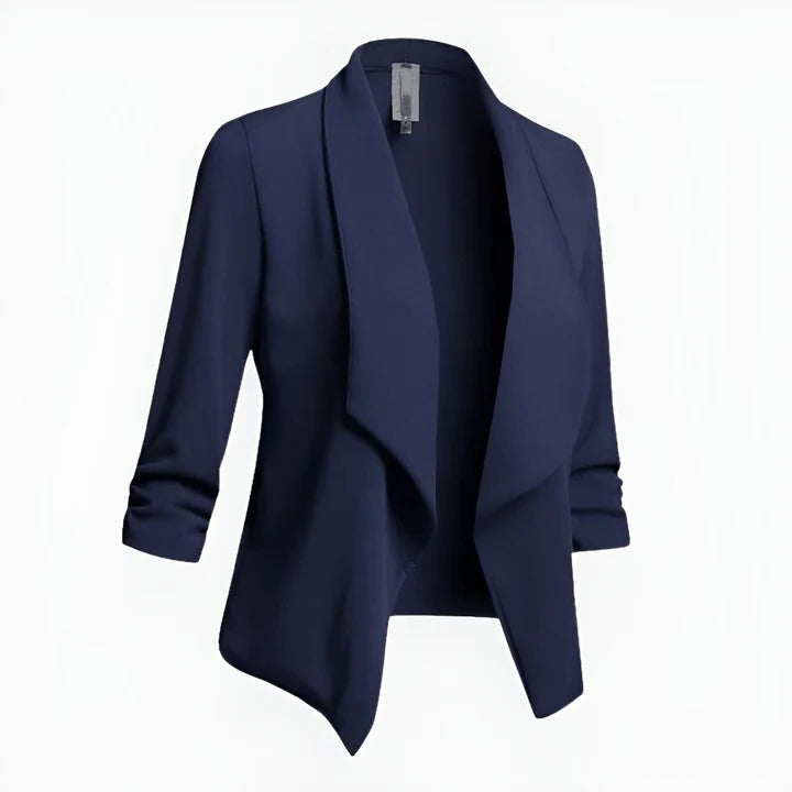 Women's slim fit structured blazer in classic tailored cut, long sleeve office professional attire