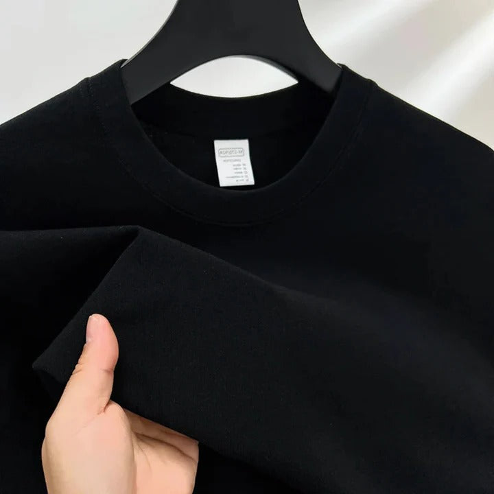 Men's classic white crewneck t-shirt relaxed straight fit minimalist everyday essential
