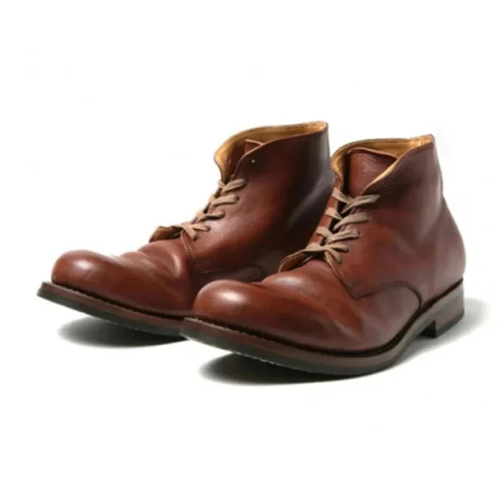 Men's sustainable almond toe work boots slip-on leather-look daily comfort non-slip sole
