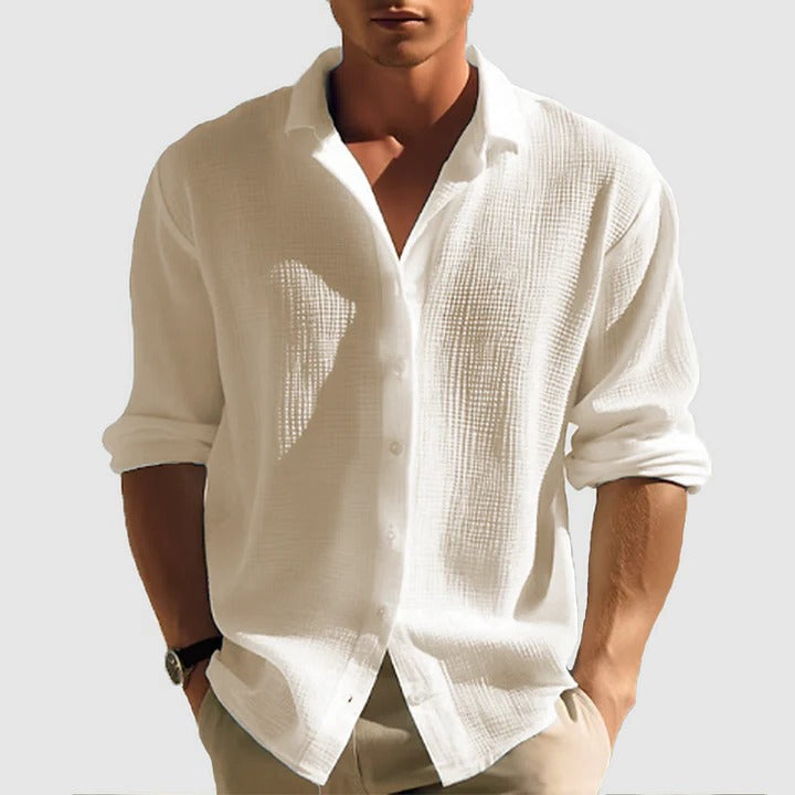 Men's lightweight casual button-down shirt relaxed fit breathable fabric for everyday wear