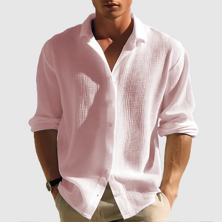 Men's lightweight casual button-down shirt relaxed fit breathable fabric for everyday wear