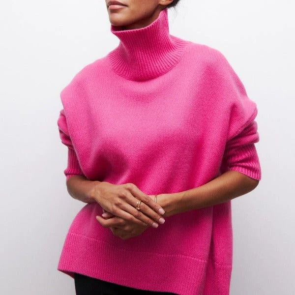 Women's casual turtleneck sweater in soft knit relaxed fit, perfect for everyday comfort and layering