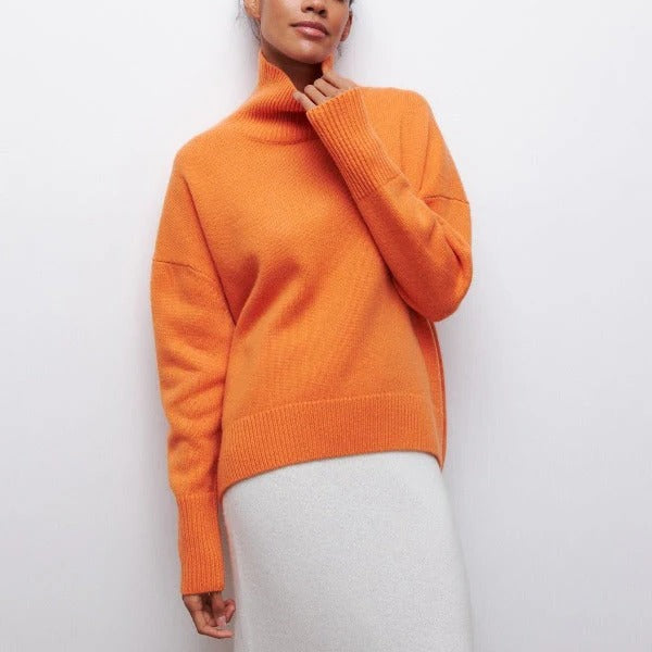 Women's casual turtleneck sweater in soft knit relaxed fit, perfect for everyday layering and comfort