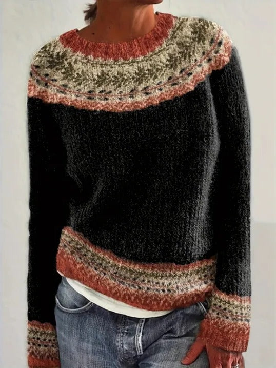 Women's vintage knit winter sweater in cozy soft fabric, classic silhouette for everyday elegance