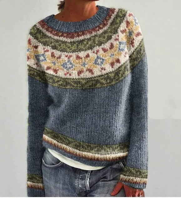 Women's vintage cozy knit winter sweater, timeless silhouette with clean lines for everyday warmth