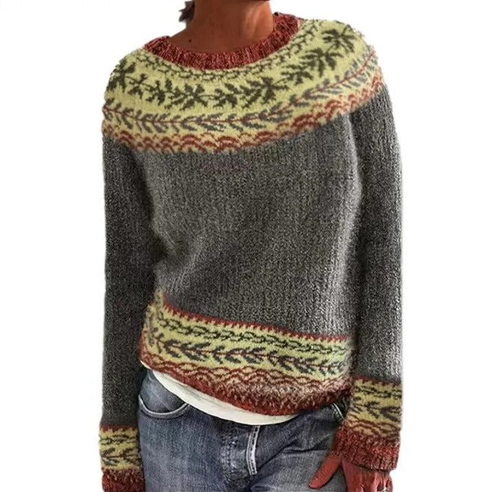 Women's vintage knit winter sweater, cozy soft fabric, classic timeless silhouette for everyday warmth