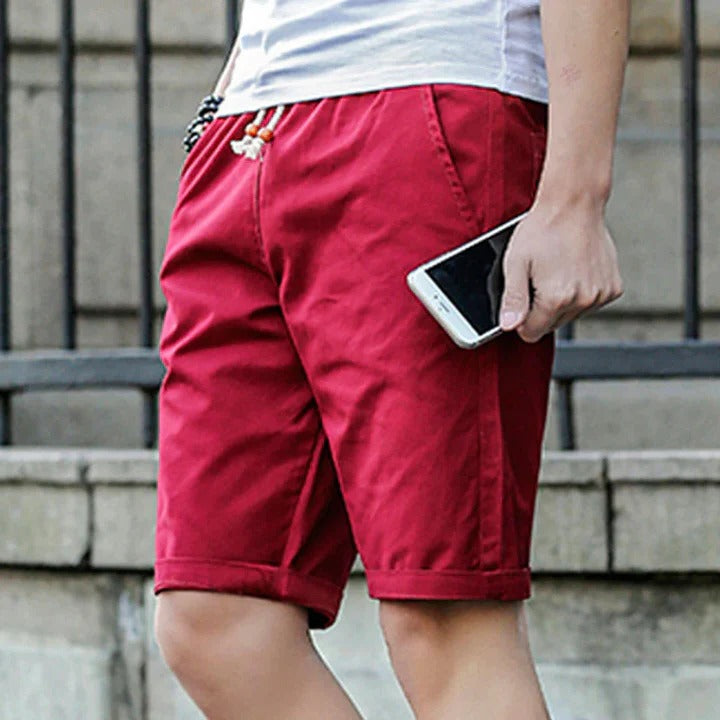 Men's lightweight drawstring shorts relaxed fit breathable casual summer comfort in neutral tone
