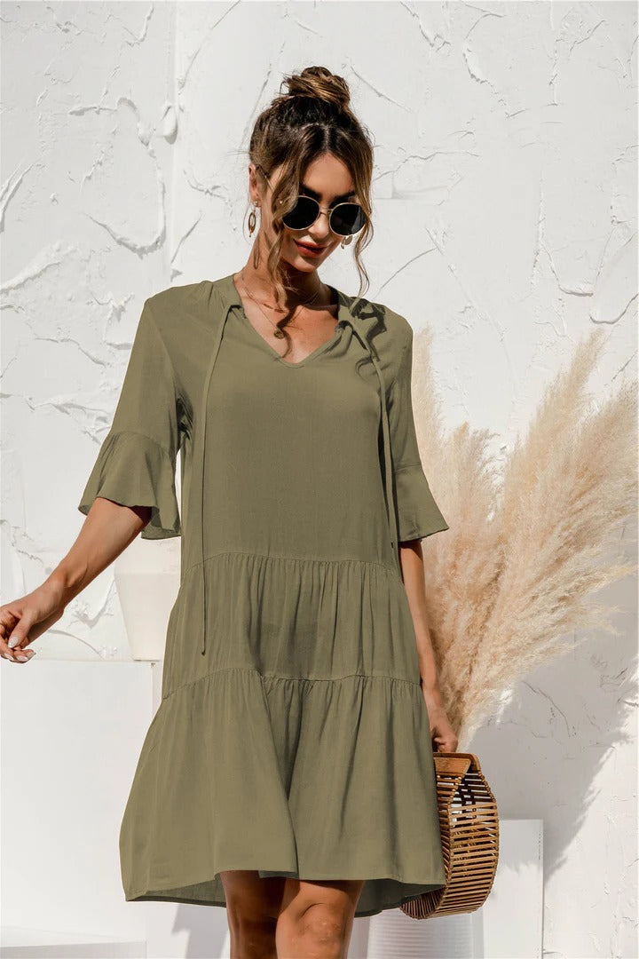 Women's relaxed-fit drop-waist summer dress, airy lightweight silhouette for casual to semi-formal wear