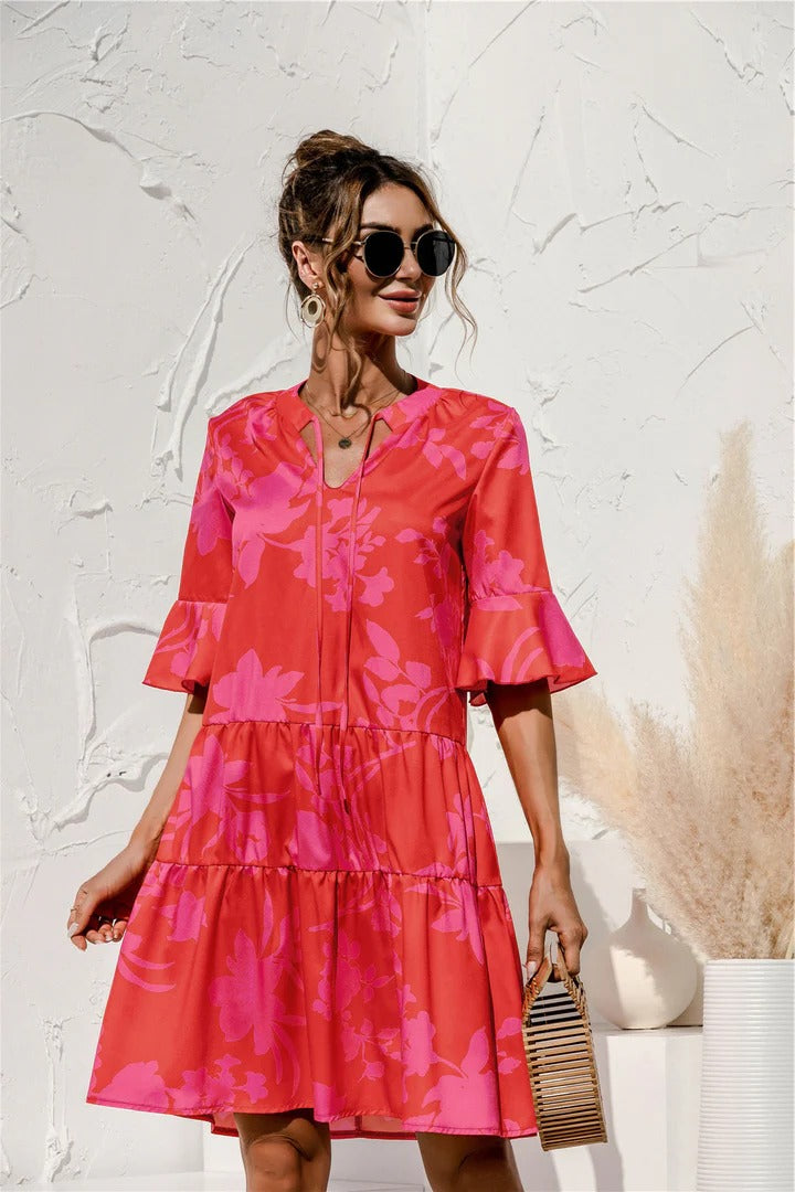 Women's relaxed-fit drop-waist summer dress, airy lightweight design for casual to semi-formal wear