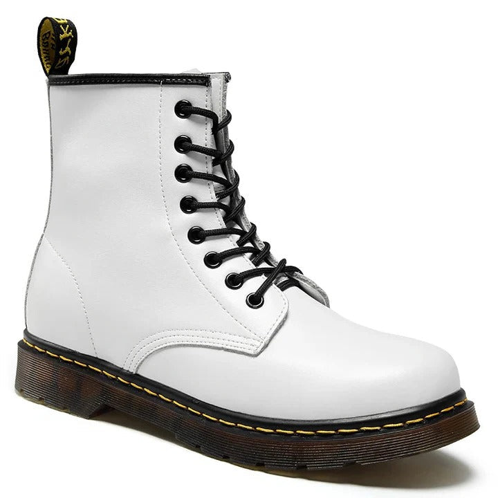 Black leather lace-up men's combat ankle boots with durable upper and classic everyday silhouette