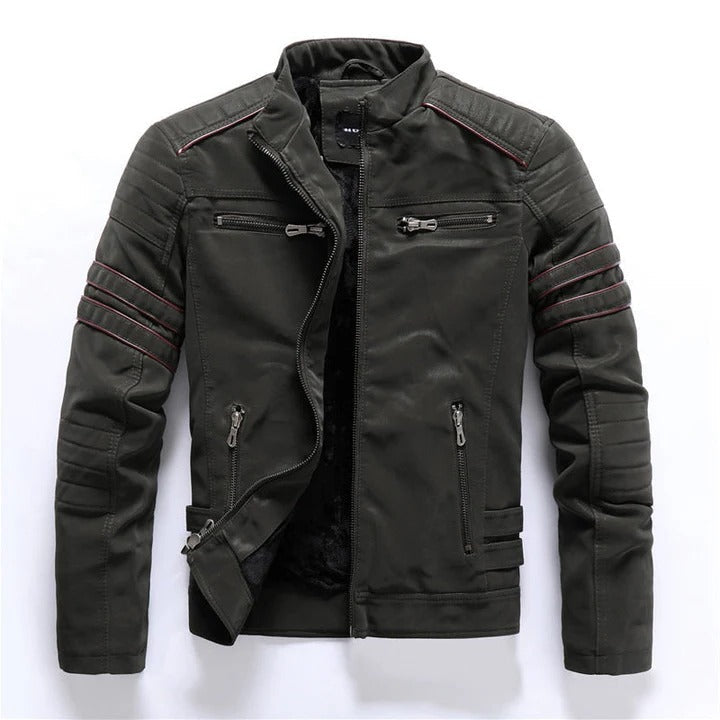 Men's lightweight moto jacket modern tailored fit structured silhouette everyday urban versatility