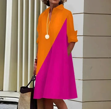 Women's navy polo dress short sleeve sporty collar casual everyday style effortless chic design