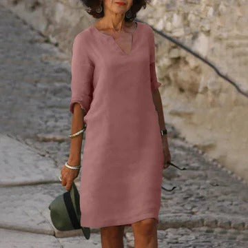 Women's loose fit casual dress lightweight breathable fabric relaxed silhouette warm-weather everyday style