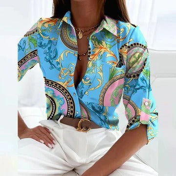Women's white turn-down collar blouse elegant workwear top clean silhouette polished fit