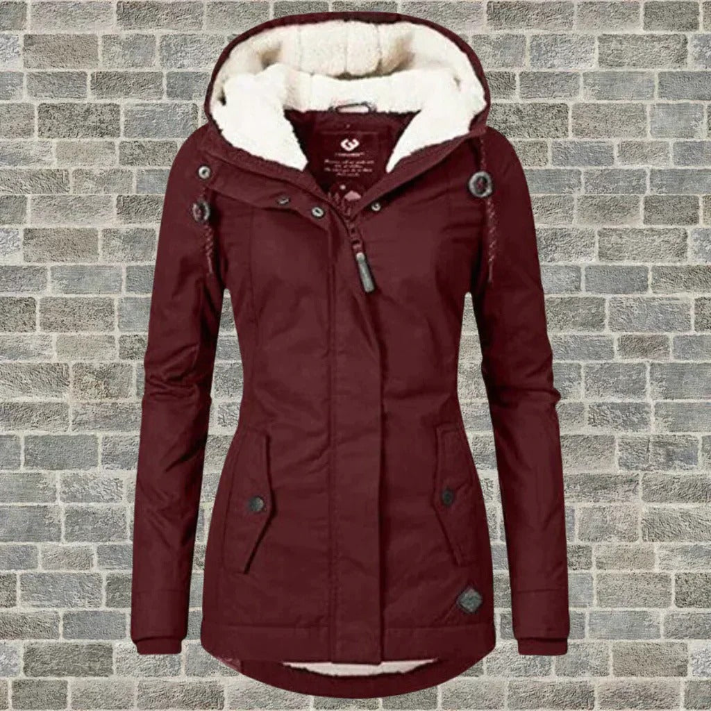 TrendAura women's insulated winter coat weatherproof chic pleat design all-season commuter style