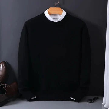 TrendAura men's beige cashmere crewneck sweater ultra-soft knit versatile formal casual wear